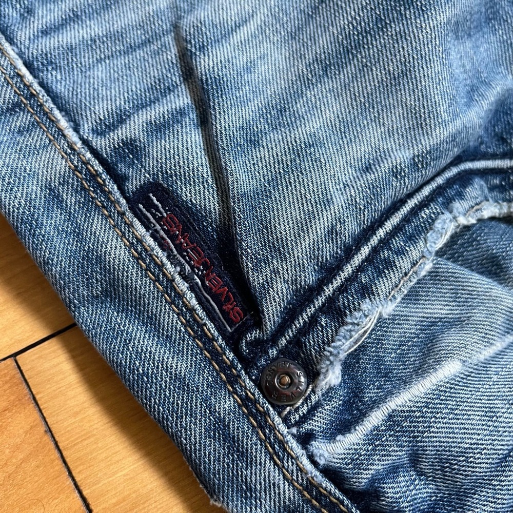 Silver Jeans Co Mens Straight Leg Distressed Decker Denim Blue Jeans 31x31 - Picture 10 of 16